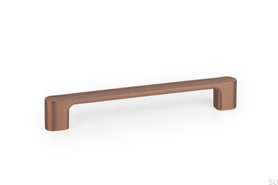 Luv 192 elongated furniture handle, metal, brown, brushed
