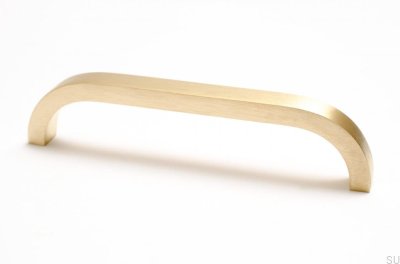 Long furniture handle Slim 128 Gold Brass Brushed Unpainted