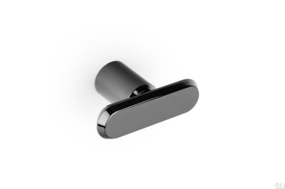 T-Bar Fase 52 Aluminum Furniture Knob, Black Titanium, Polished PVD