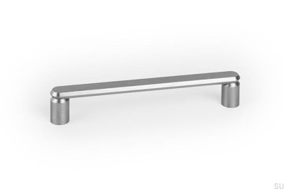 Fase 160 elongated furniture handle, brushed silver aluminum