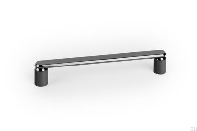 Fase 160 elongated furniture handle, Aluminum, Black Titanium, Polished PVD
