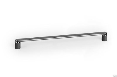 Fase 320 elongated furniture handle, Aluminum, Black Titanium, Polished PVD