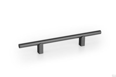 Kumo 128 elongated furniture handle, aluminum, black, titanium