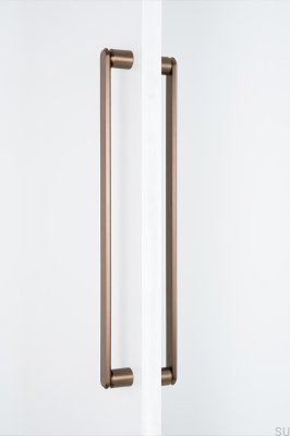 Fase Big 480 double-sided elongated furniture handle, Aluminum, Brown, Brushed