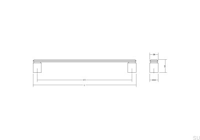 Single-sided elongated furniture handle Fase Big 320 Aluminum Silver Brushed