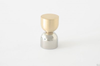 Kokeshi Mix 1832 Brushed Brass and Polished Stainless Steel Furniture Knob