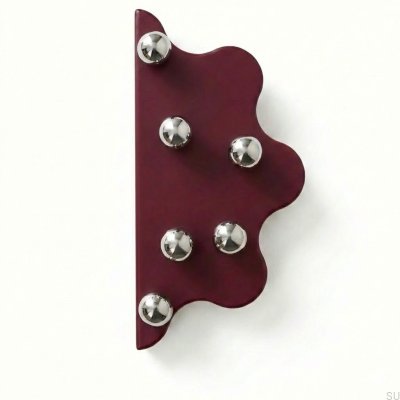 Mare 200 Steel Maroon Edge Furniture Handle with Silver Brushed Balls