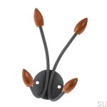 Zdjecie wieszaka 20044 szarego z drewnianymi zakonczeniami