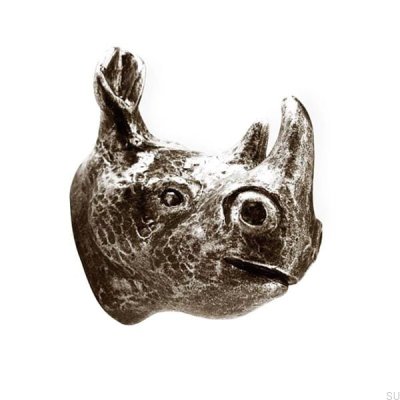 Furniture knob Noshörning Rhino Ancient black