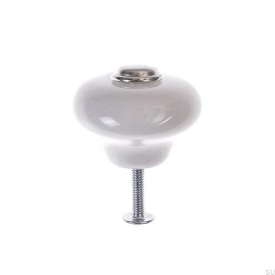 Furniture knob 5311 Porcelain white with polished nickel