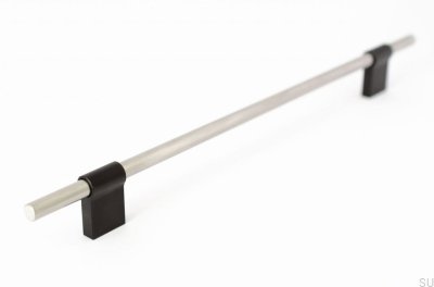 Elongated furniture handle Line Mix 224 Brushed steel and black
