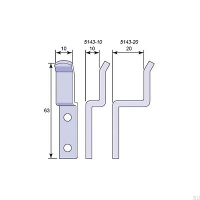 Handle with a catch for a window 5143 20 Polished nickel