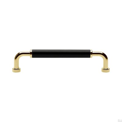 Long furniture handle Brohult M 128 Polished Gold with Black