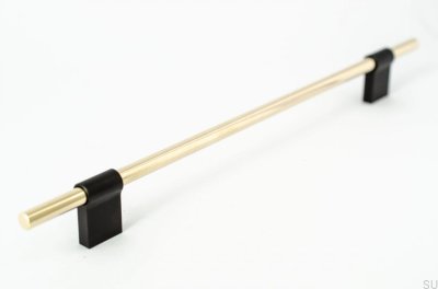Line Mix oblong furniture handle 224 Polished brass, unpainted with black