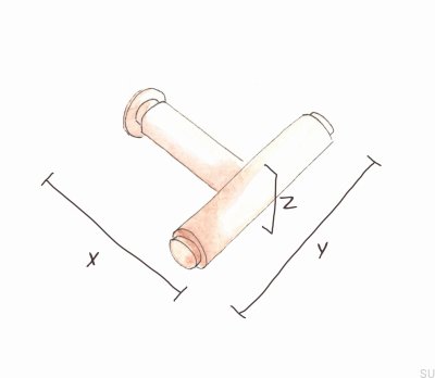 T-Bar Furniture Handle with Cross Plate Pad 95 Brass Burnt Bronze