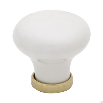 Furniture knob 24136 Porcelain white brass