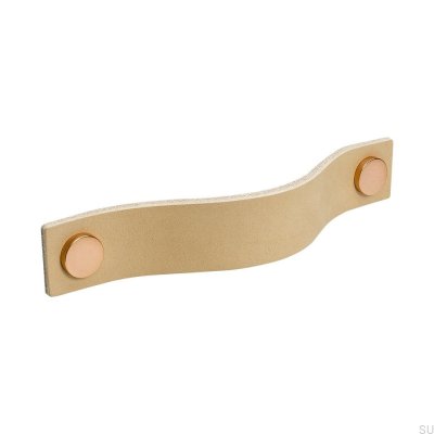 Long furniture handle Loop 128, natural leather with copper