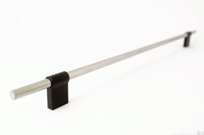 Elongated furniture handle Line Mix 342 Brushed steel and black