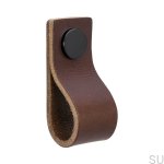 Uchwyt Loop Round 65 Brązowa Skóra Czarna Stal
