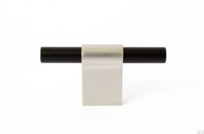 Furniture knob T-Bar Line Mix 60 Brushed steel and black