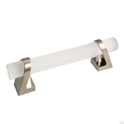 Elongated furniture handle Kristall 96 Matt crystal Brushed nickel