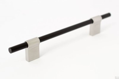 Elongated furniture handle Line Mix 128 Metal black with brushed steel