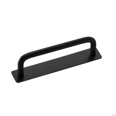 Elongated furniture handle with a Royal 96 washer, Metal Black