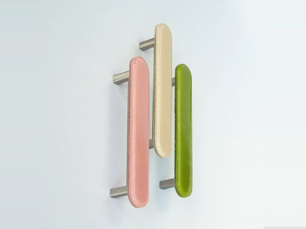 Colourful glass furniture handles