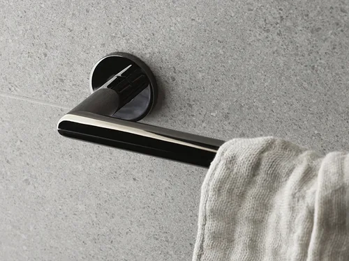 Chrome towel rail in a bathroom